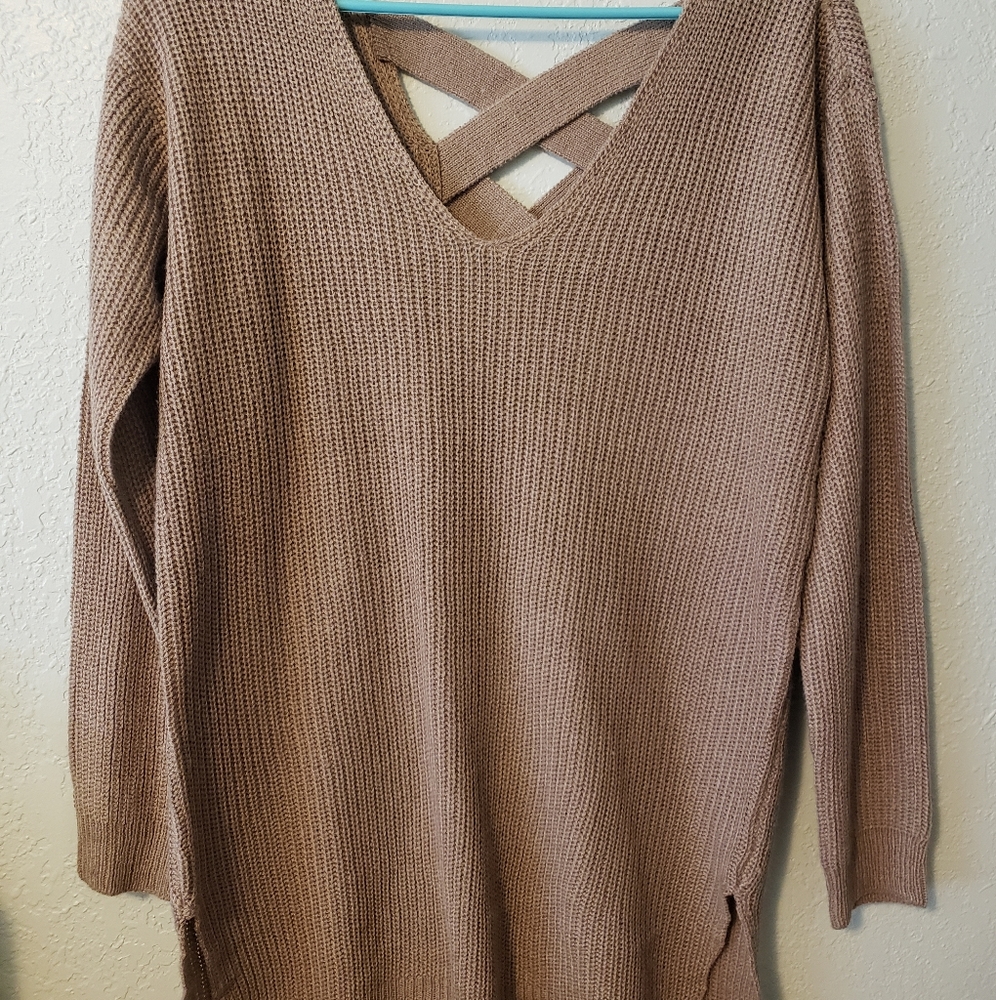 Tan criss cross sweater